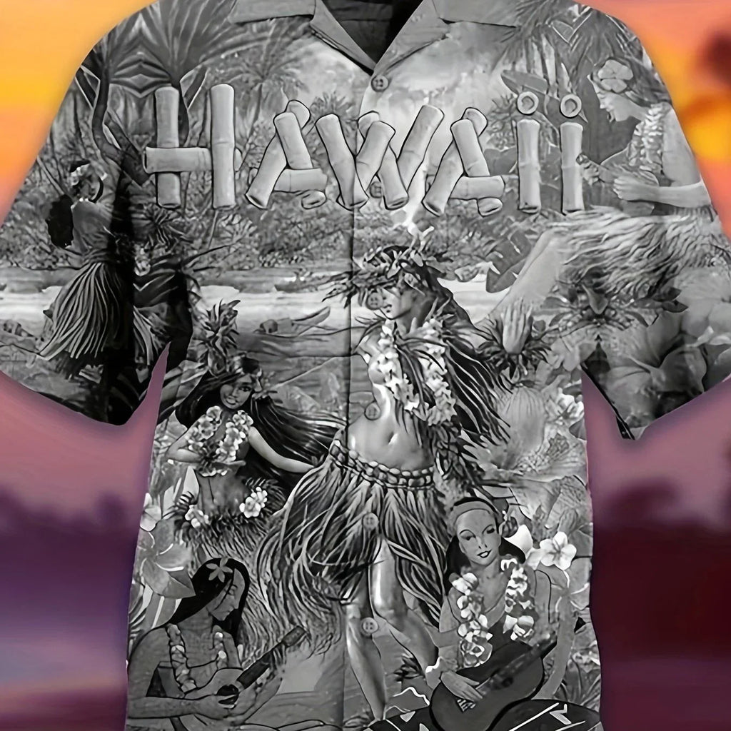 Kurzarmhemd Mit Auffälligem Grafischem Muster Für Den Sommerurlaub Am Strand - tif-shop24.de