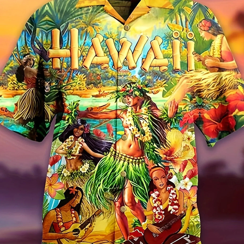 Kurzarmhemd Mit Auffälligem Grafischem Muster Für Den Sommerurlaub Am Strand - tif-shop24.de