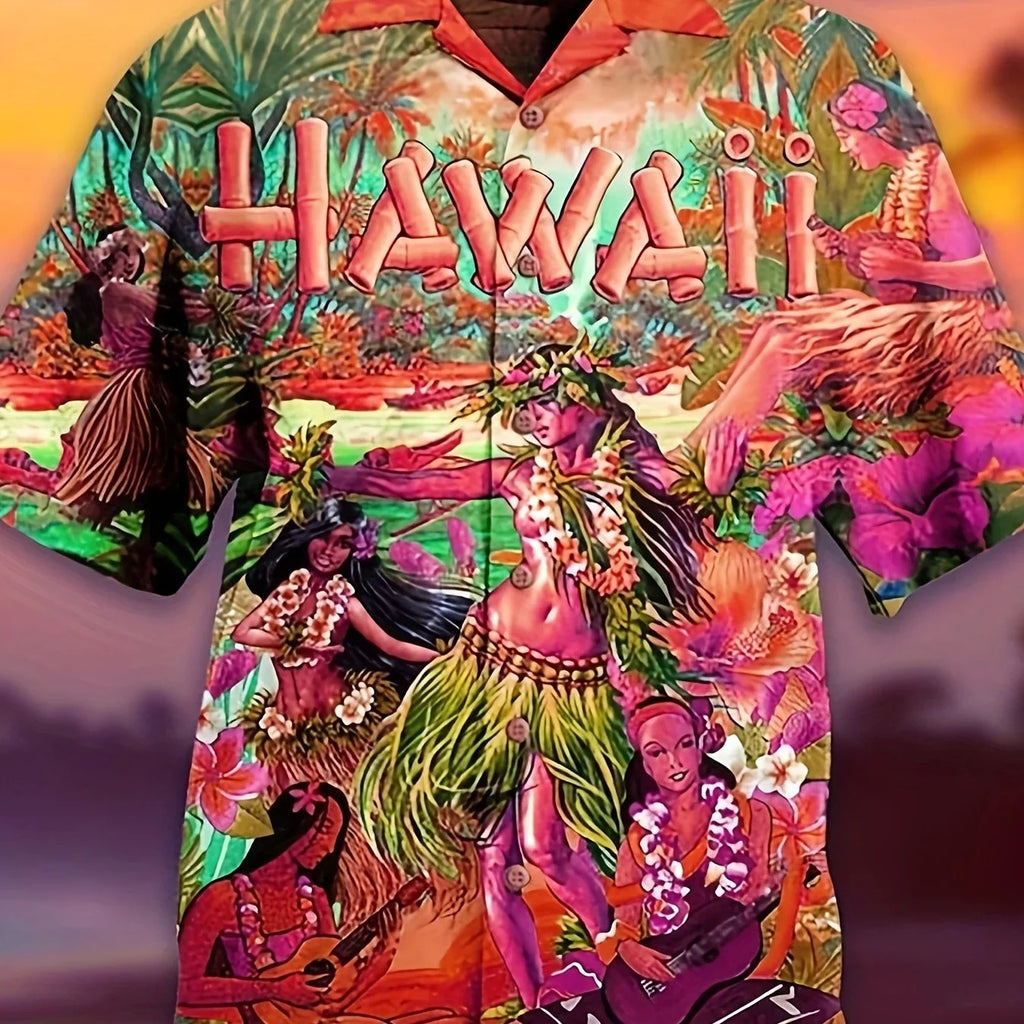 Kurzarmhemd Mit Auffälligem Grafischem Muster Für Den Sommerurlaub Am Strand - tif-shop24.de