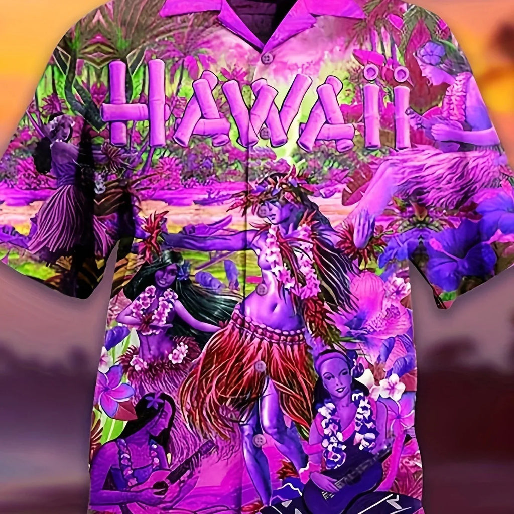 Kurzarmhemd Mit Auffälligem Grafischem Muster Für Den Sommerurlaub Am Strand - tif-shop24.de