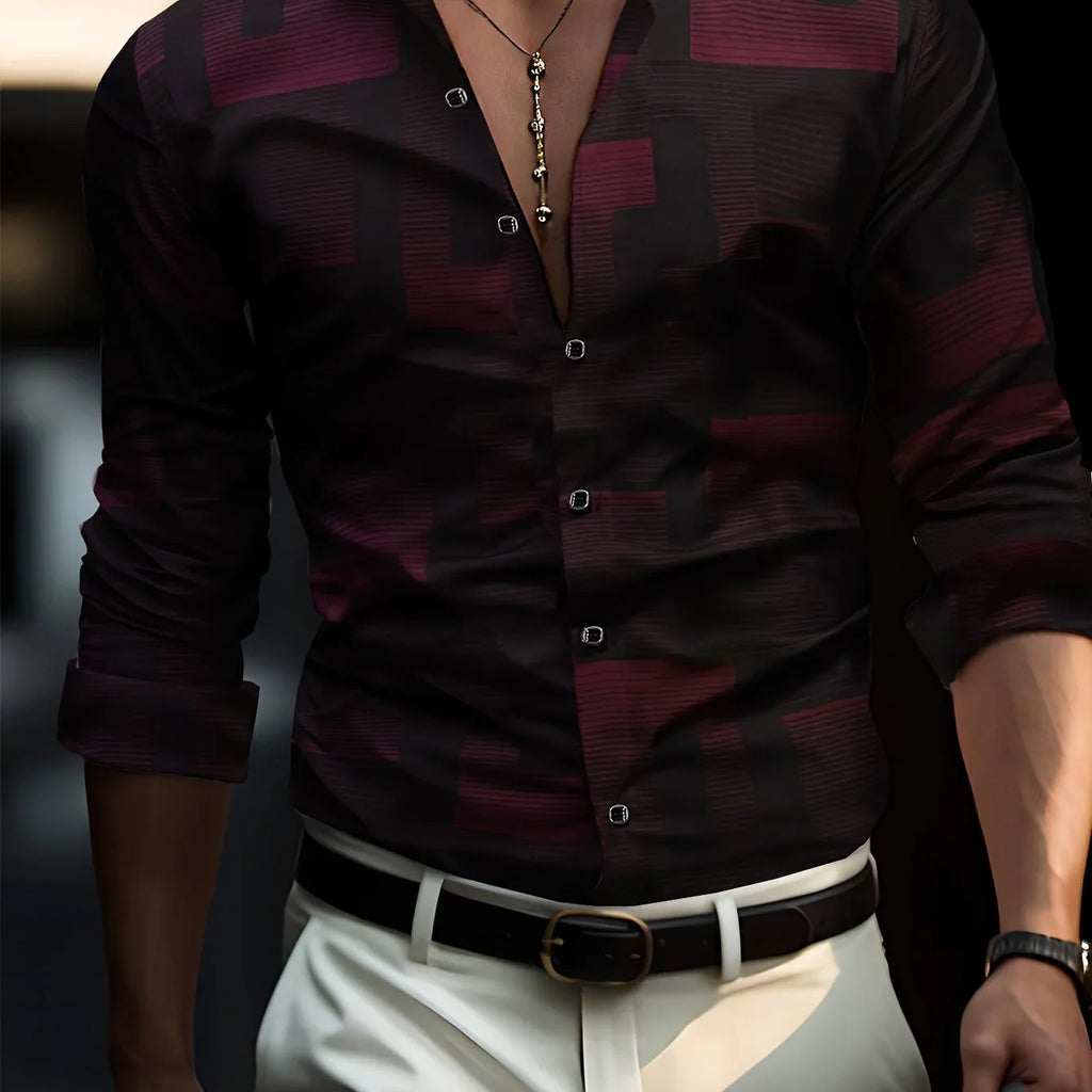 Chic Digital Print Herren Langarm-Knopfhemd Für Party - tif-shop24.de