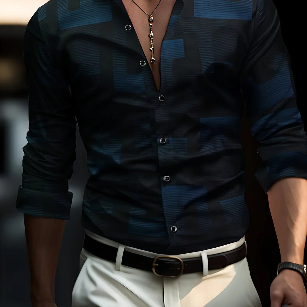 Chic Digital Print Herren Langarm-Knopfhemd Für Party - tif-shop24.de