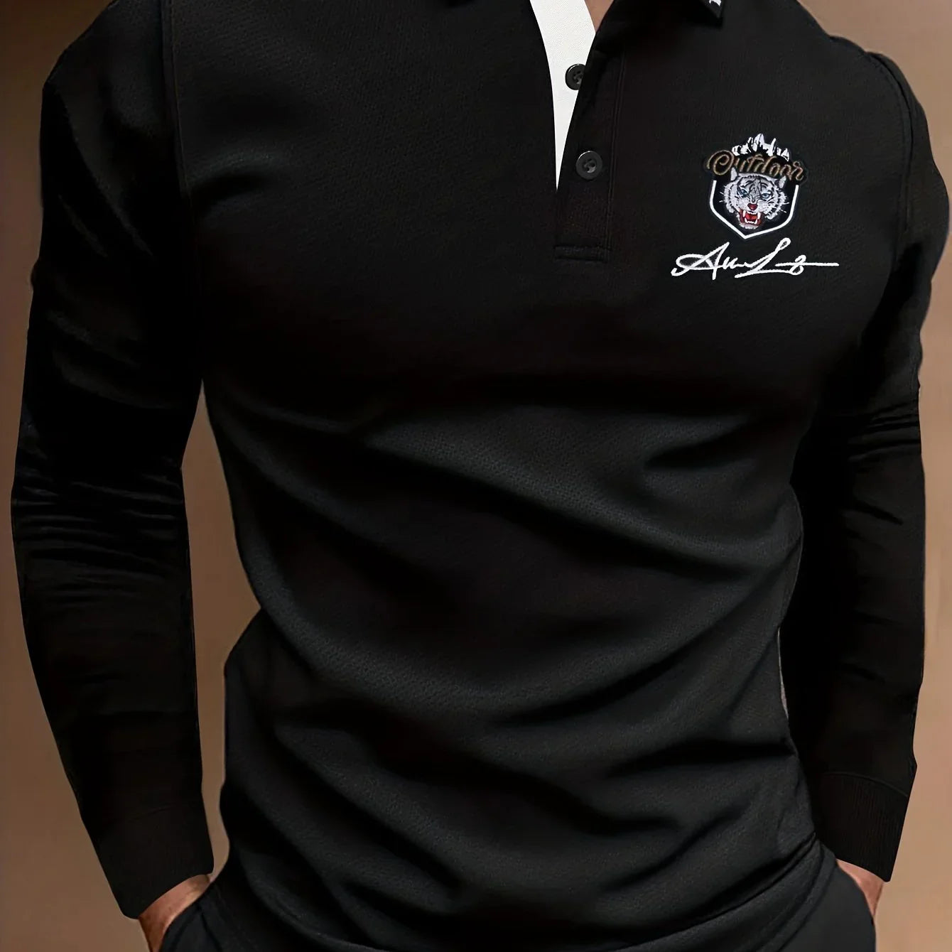 Tiger Head Anime Print Herren Lässiges bequemes Langarmshirt für Frühling & Herbst, Golfsport - tif-shop24.de