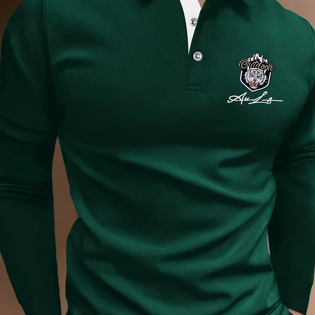 Tiger Head Anime Print Herren Lässiges bequemes Langarmshirt für Frühling & Herbst, Golfsport - tif-shop24.de