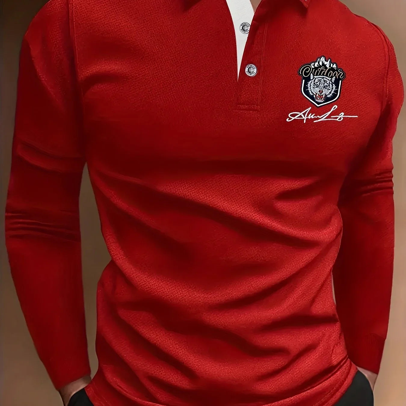 Tiger Head Anime Print Herren Lässiges bequemes Langarmshirt für Frühling & Herbst, Golfsport - tif-shop24.de