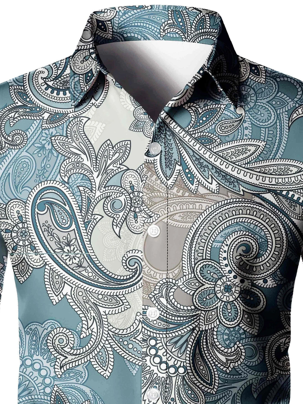 Herren Freizeit Elegantes Paisley-Muster Langarmhemd - tif-shop24.de
