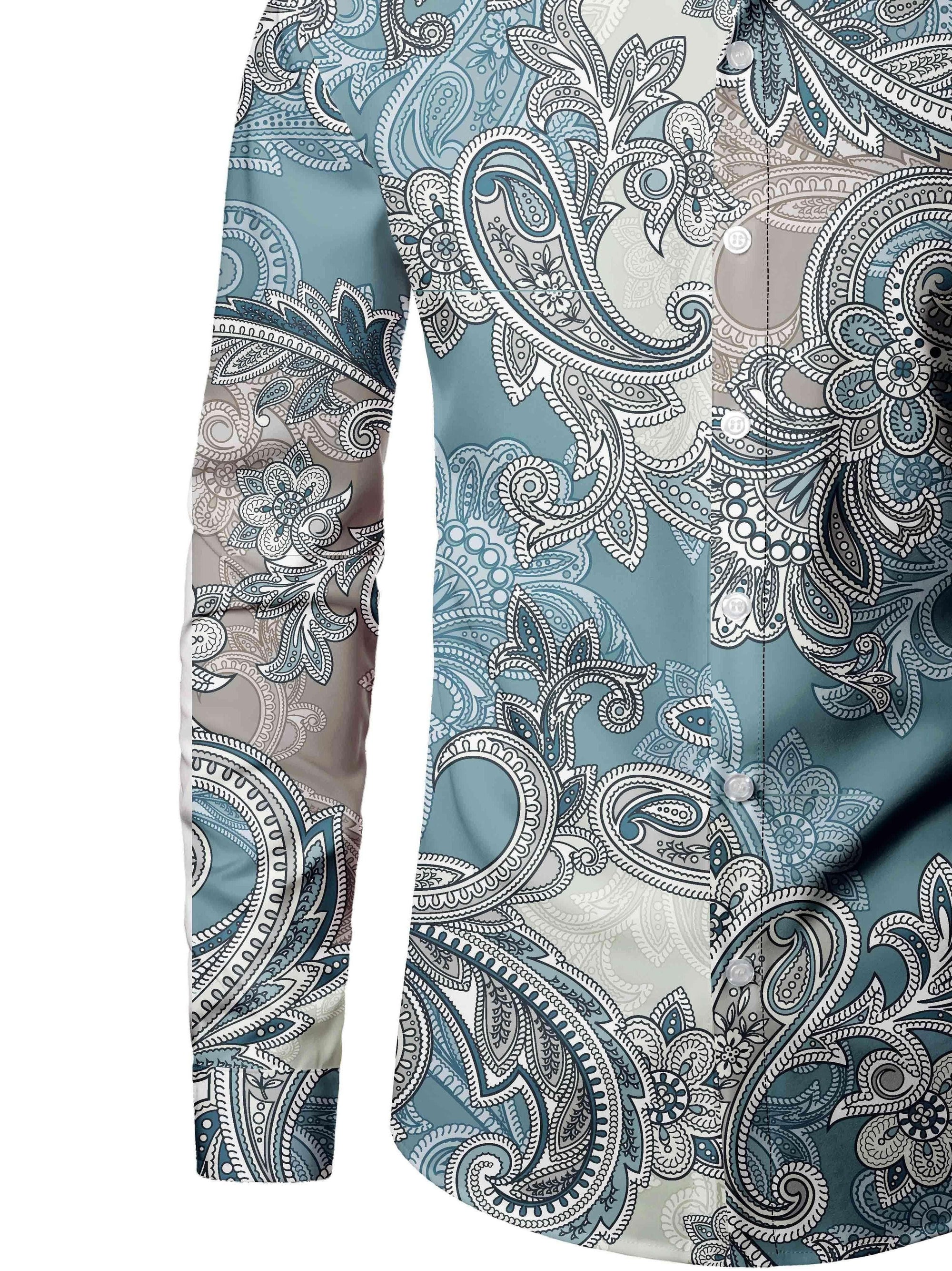 Herren Freizeit Elegantes Paisley-Muster Langarmhemd - tif-shop24.de