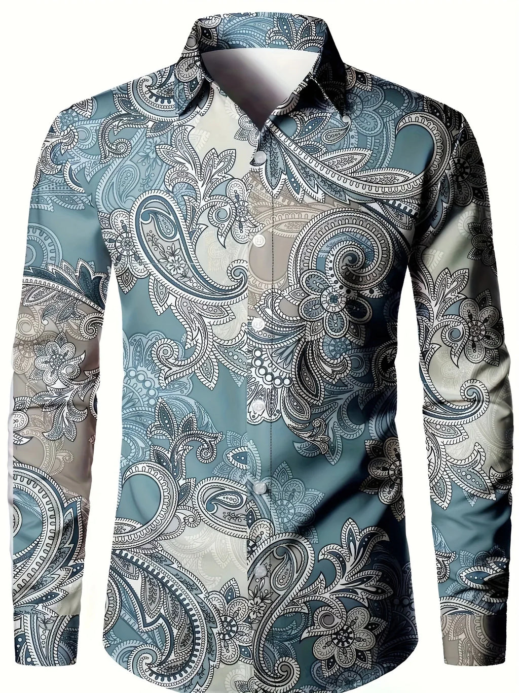 Herren Freizeit Elegantes Paisley-Muster Langarmhemd - tif-shop24.de