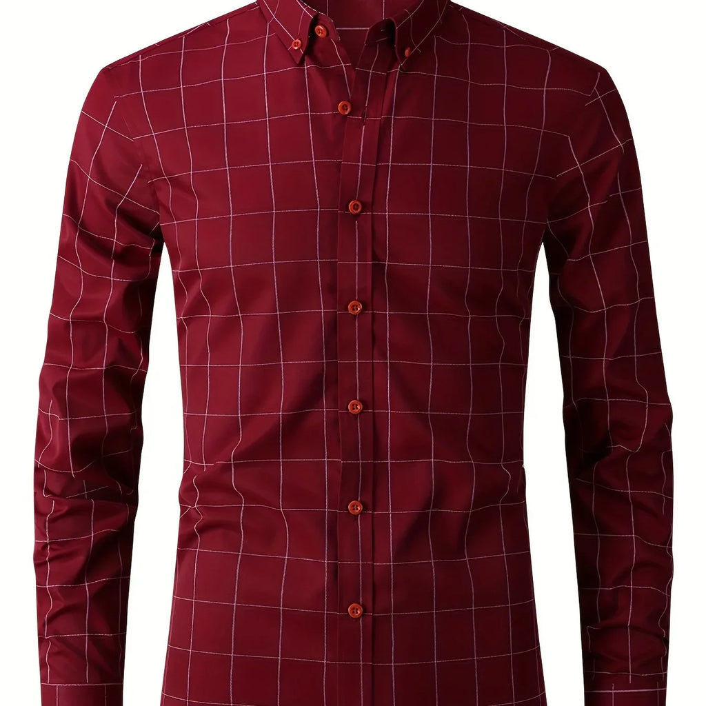 Formale Karierte Design-Knopfleiste Hemd, Für Frühling Und Herbst - tif-shop24.de