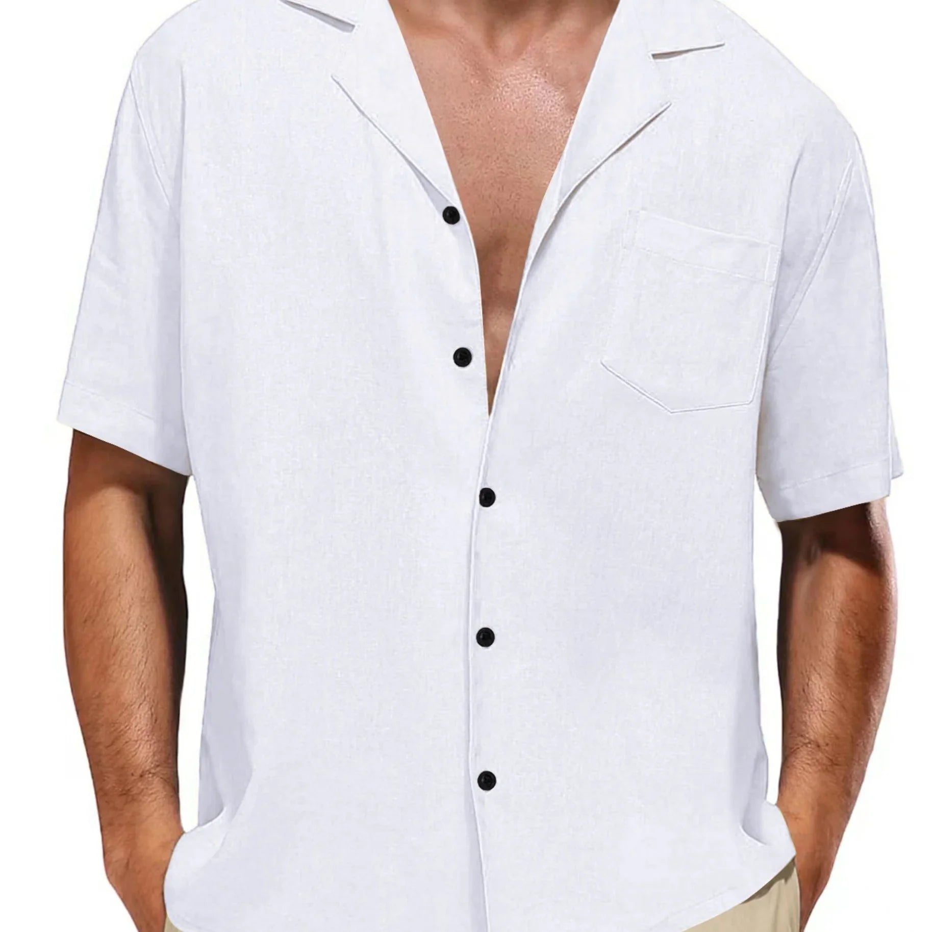 Klassisches Design Freizeit Kurzarmhemd Mit Brusttasche, Frühling & Sommerurlaub, Geschenk - tif-shop24.de