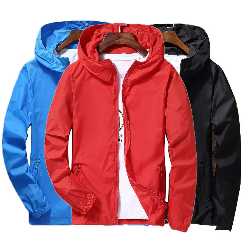 Atmungsaktive Regenjacke Lässige Sport-Windjacke mit Kapuze | tif-shop24.de
