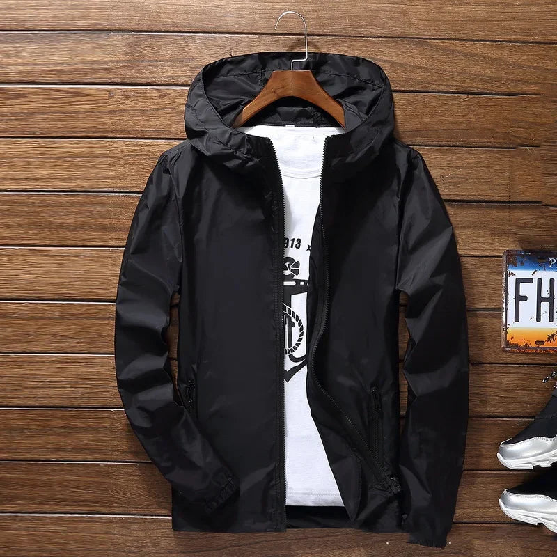 Atmungsaktive Regenjacke Lässige Sport-Windjacke mit Kapuze | tif-shop24.de