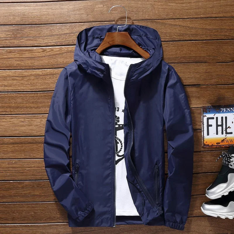 Atmungsaktive Regenjacke Lässige Sport-Windjacke mit Kapuze - tif-shop24.de
