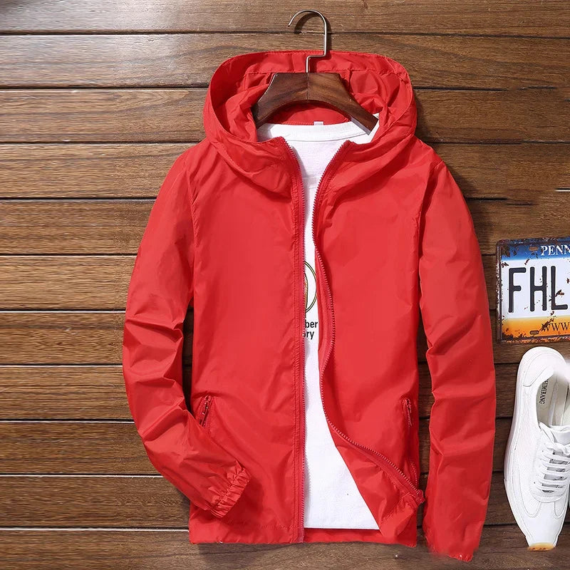 Atmungsaktive Regenjacke Lässige Sport-Windjacke mit Kapuze - tif-shop24.de