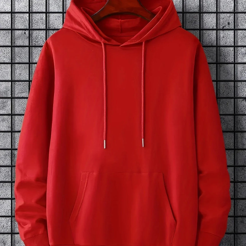 Herren Freizeit Solide Fleece Hoodie Kordelzug Basic Langarm Kapuzenpullover Mit Tasche Mode Pullover Hoodies - tif-shop24.de