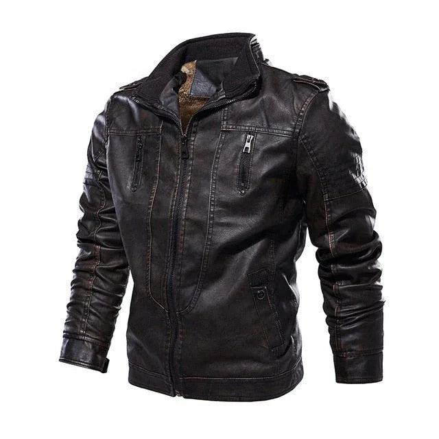 Motorrad PU Jacke Biker Leder Windbreaker Mit Kapuze | tif-shop24.de