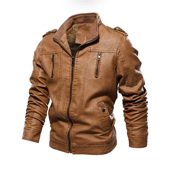 Motorrad PU Jacke Biker Leder Windbreaker Mit Kapuze | tif-shop24.de