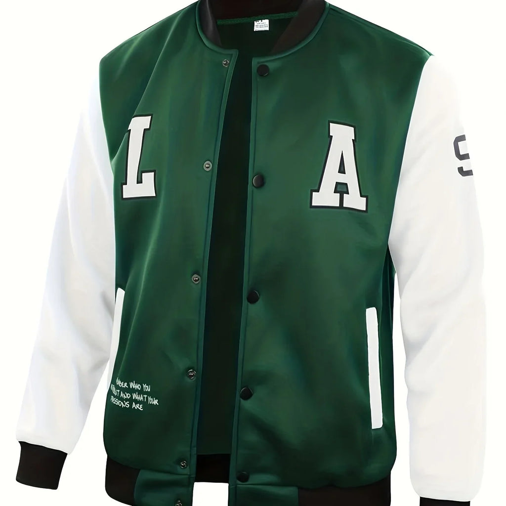 Lässige Farbblock-Knöpfen Für Den Schul-Baseball Jacke | tif-shop24.de