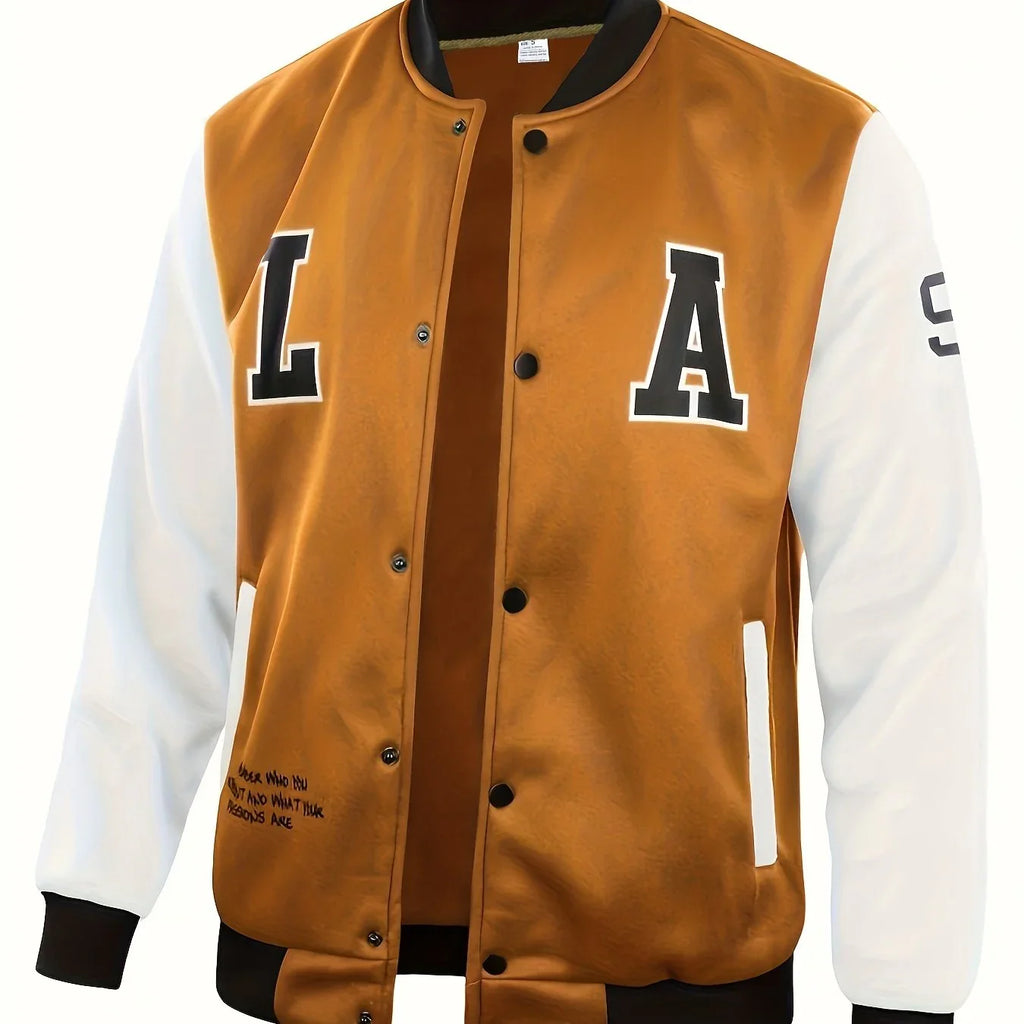 Lässige Farbblock-Knöpfen Für Den Schul-Baseball Jacke | tif-shop24.de