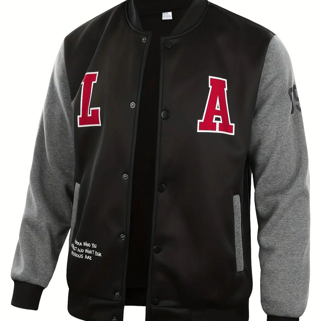 Lässige Farbblock-Knöpfen Für Den Schul-Baseball Jacke | tif-shop24.de