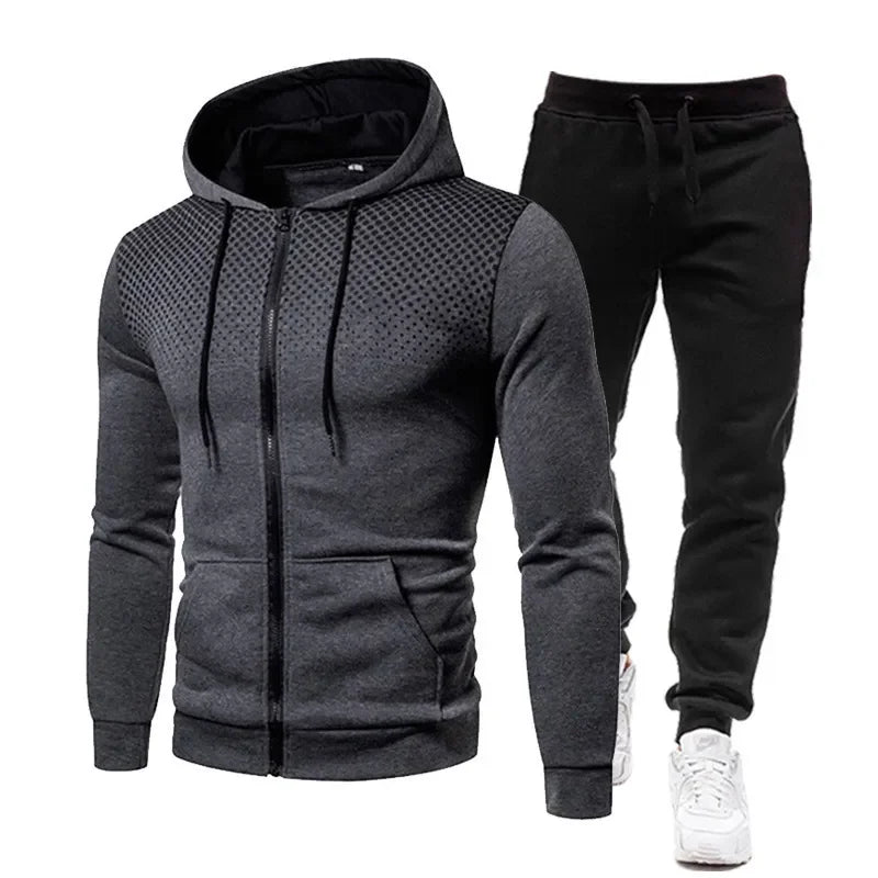 Neue Europäische und Amerikanische Einfarbig Fleece Pullover & Hosen Casual Zipper Sport Set | tif-shop24.de