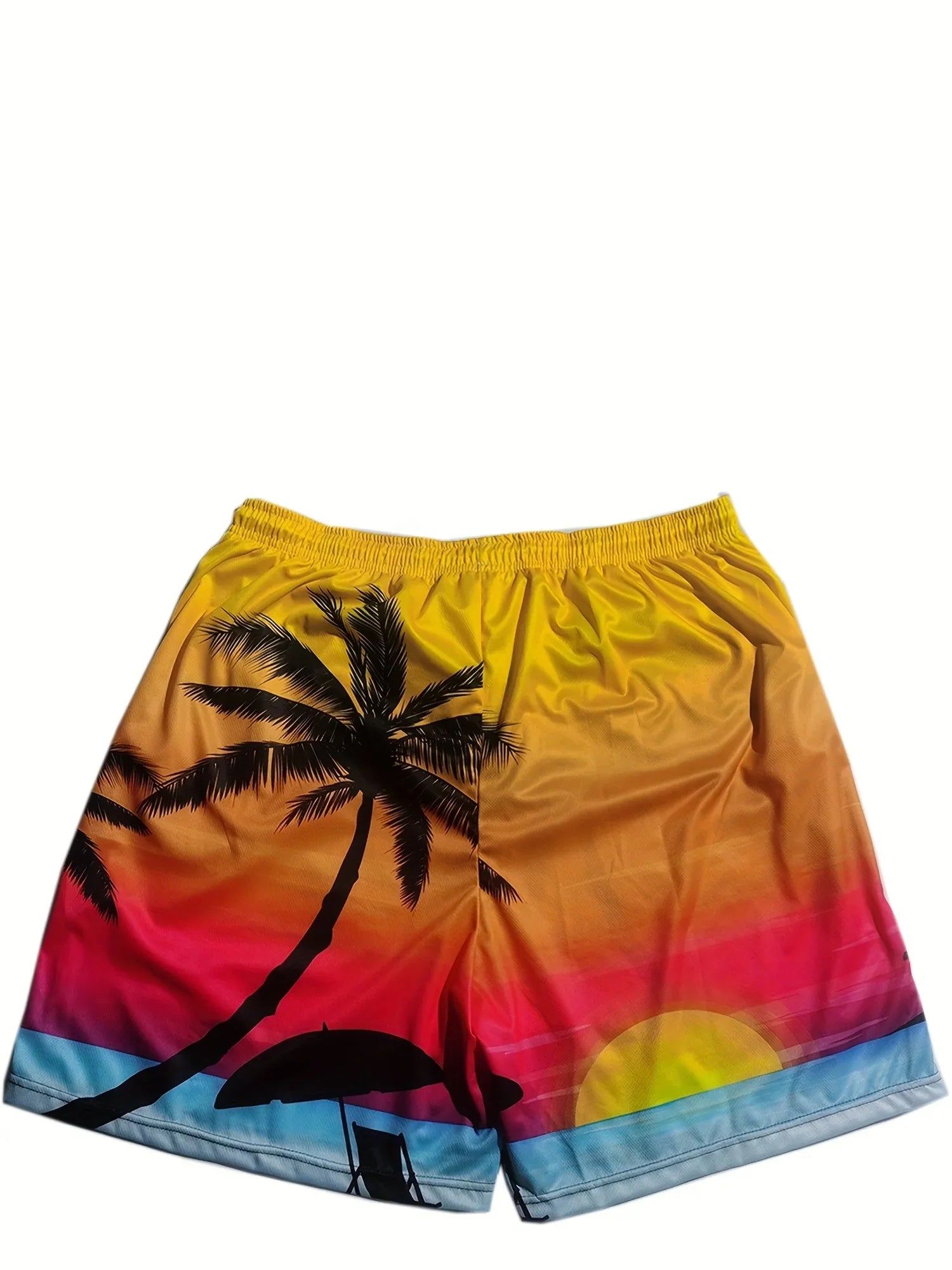 Gelbe Strandshorts Mit Stranddruck, Schnell Trocknende Badehose Mit Kordelzug, Badeshorts Für Den Sommer-Strandpool, Herren-Bademode In Übergröße - tif-shop24.de