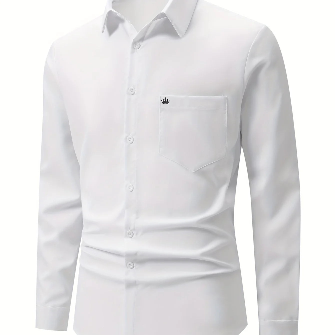 Stilvolles Einfarbiges Hemd, Lässiges Atmungsaktives Revers-Knopfleiste Langarmhemd Für Geschäftsaktivitäten - tif-shop24.de