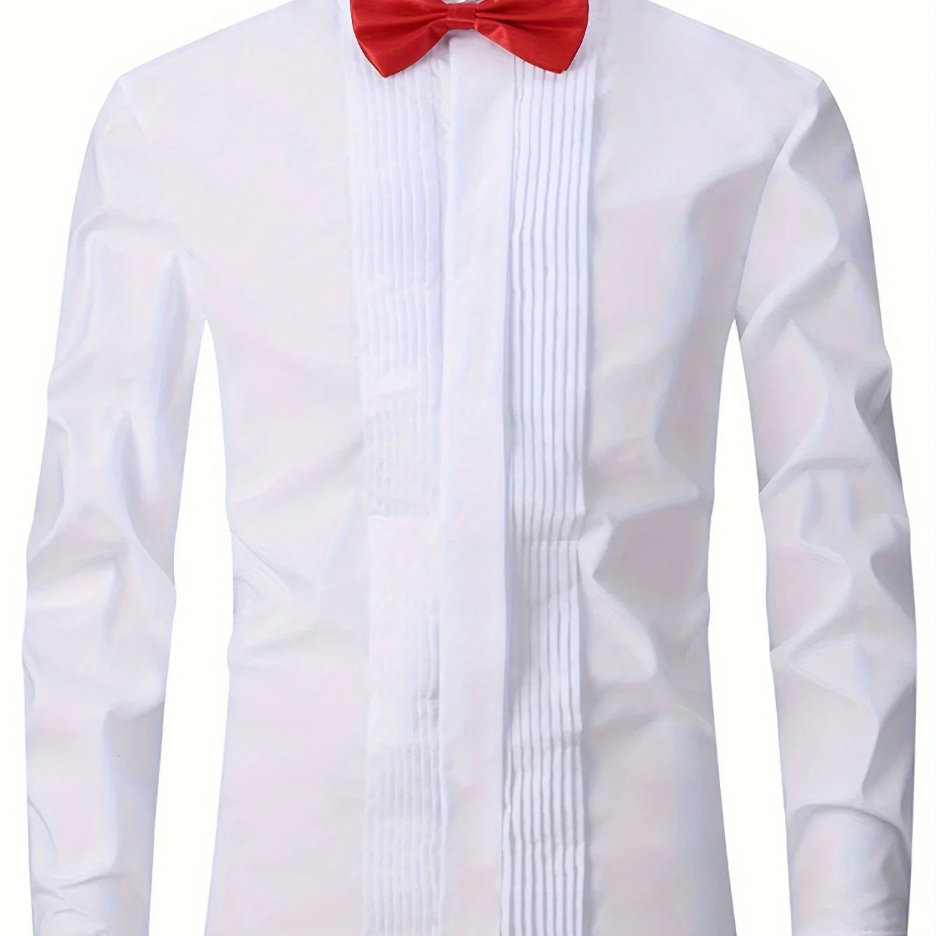 Einfarbig, Umlegekragen Für Bankett, Hochzeit, Brautmann, Mit Zwei Fliegen (eine Schwarze Und Eine Rote) Und Mit Zufälligen Manschettenknöpfen - tif-shop24.de