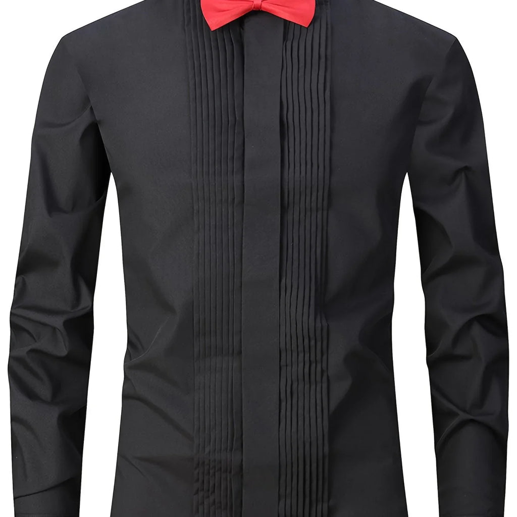 Einfarbig, Umlegekragen Für Bankett, Hochzeit, Brautmann, Mit Zwei Fliegen (eine Schwarze Und Eine Rote) Und Mit Zufälligen Manschettenknöpfen - tif-shop24.de