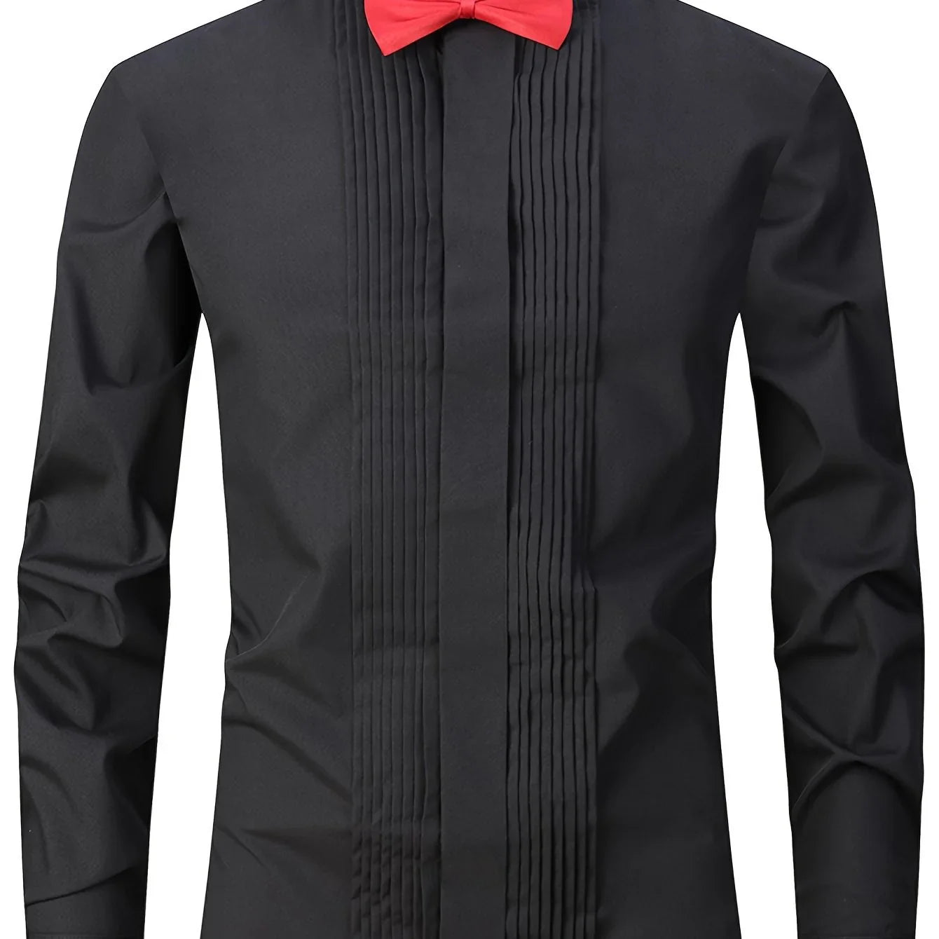 Einfarbig, Umlegekragen Für Bankett, Hochzeit, Brautmann, Mit Zwei Fliegen (eine Schwarze Und Eine Rote) Und Mit Zufälligen Manschettenknöpfen - tif-shop24.de