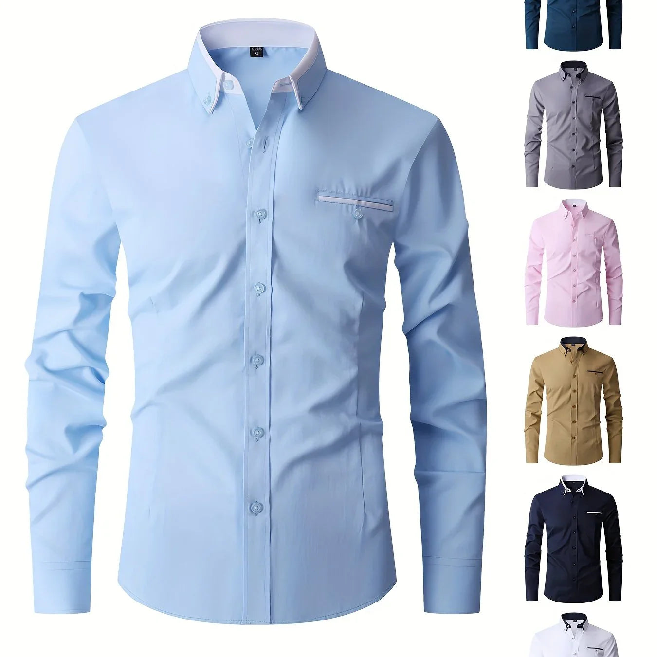 Stilvolles Langarmhemd Mit Knopfleiste Und Brusttasche, Frühlings- Und Herbstbluse, Geschenk - tif-shop24.de