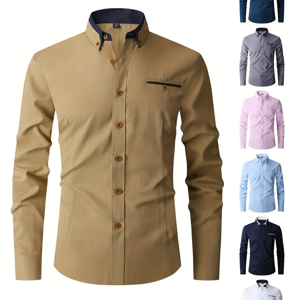 Stilvolles Langarmhemd Mit Knopfleiste Und Brusttasche, Frühlings- Und Herbstbluse, Geschenk - tif-shop24.de