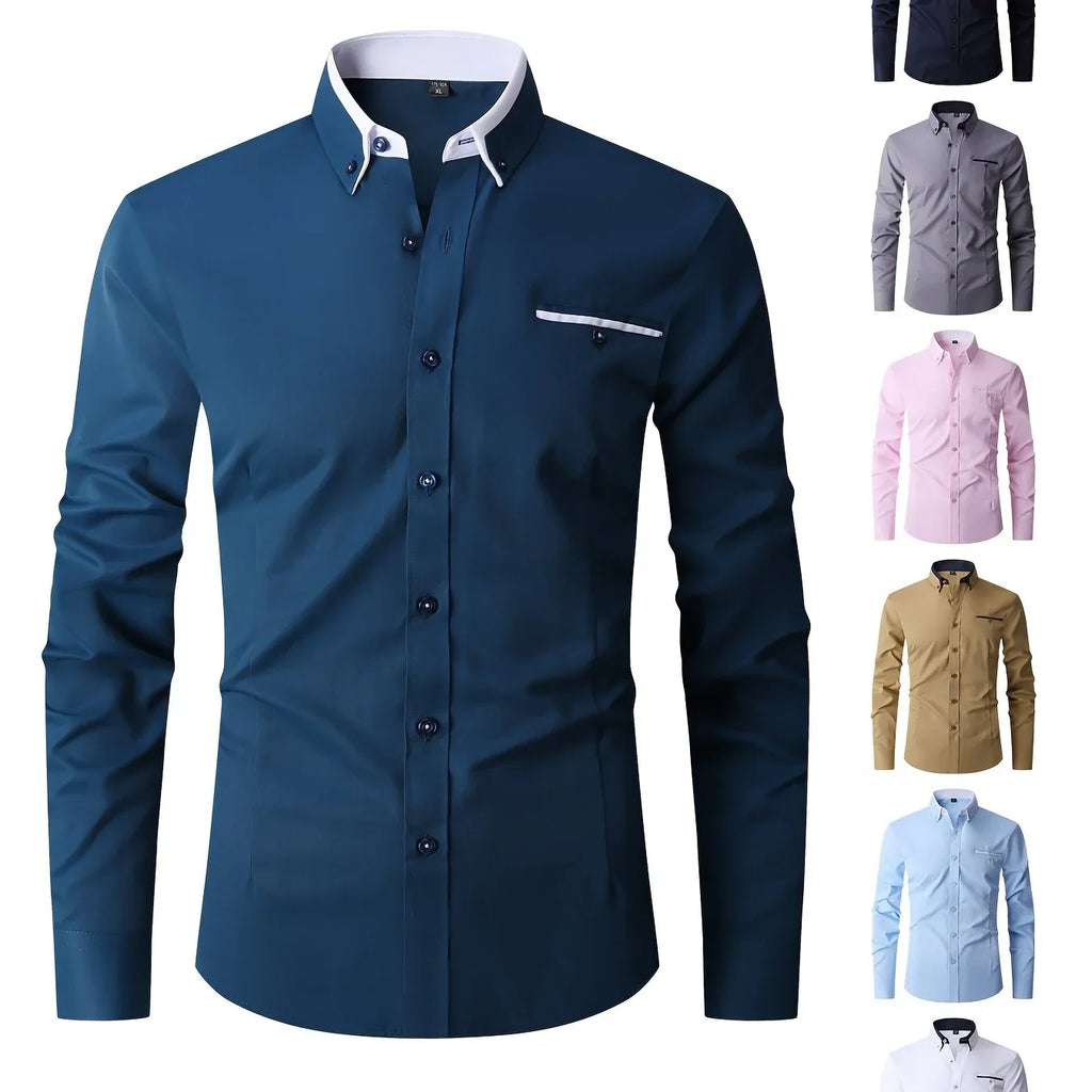 Stilvolles Langarmhemd Mit Knopfleiste Und Brusttasche, Frühlings- Und Herbstbluse, Geschenk - tif-shop24.de