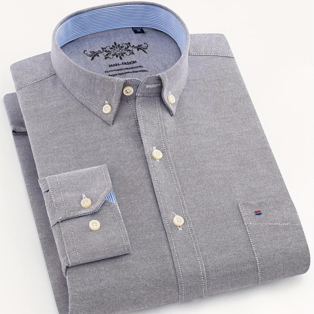 Modisches Baumwollmischung, Formelles Atmungsaktives Hemd Mit Revers Und Knopfleiste Für Geschäftliche Aktivitäten - tif-shop24.de