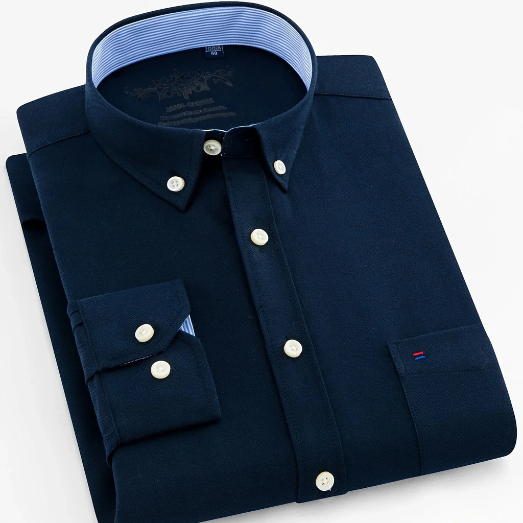 Modisches Baumwollmischung, Formelles Atmungsaktives Hemd Mit Revers Und Knopfleiste Für Geschäftliche Aktivitäten - tif-shop24.de