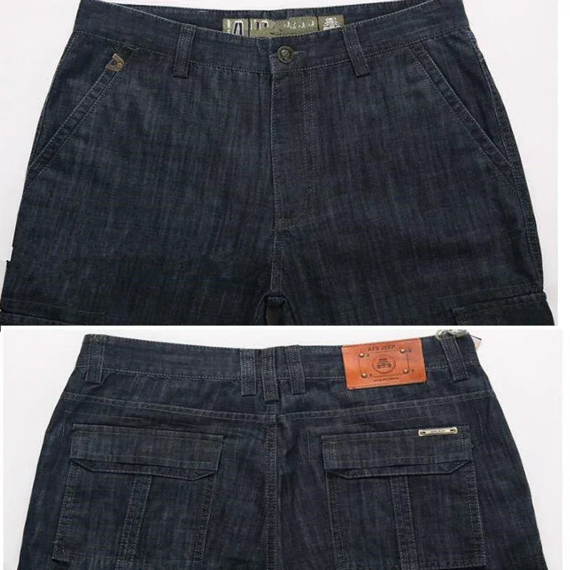 Jeans im Militär-Stil Mehrere Taschen Cargo-Jeans, Motorrad-Jeanshose Lässige | tif-shop24.de