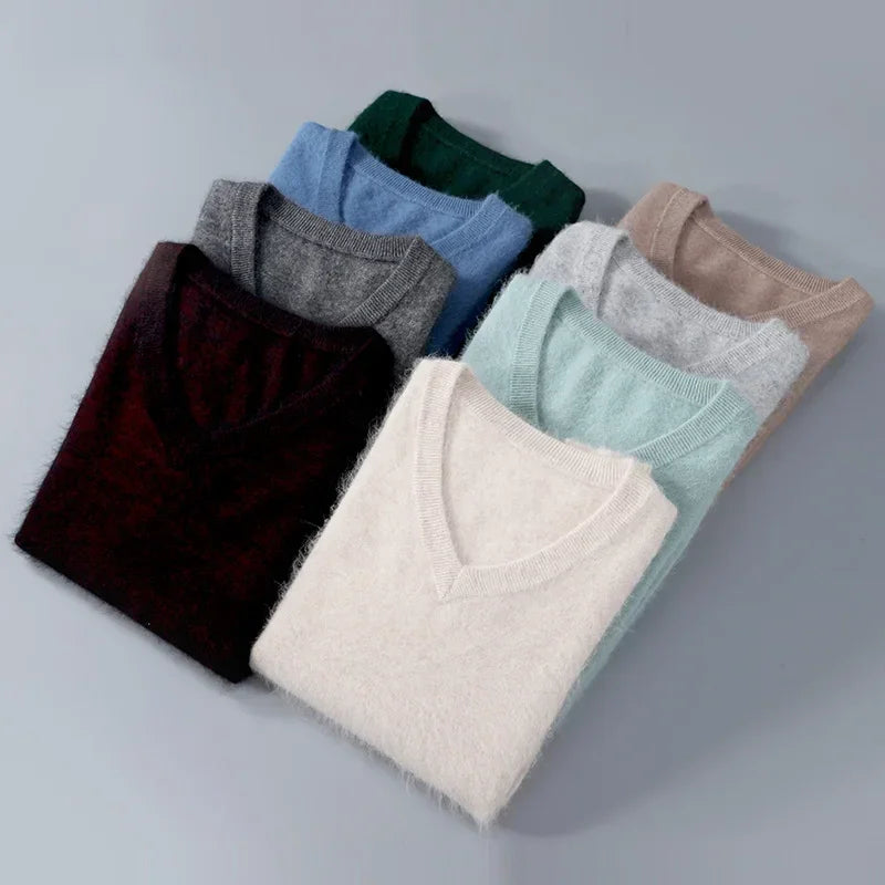 New Cashmere Sweater V-neck Knit Bottoming Shirt Long-Sleeve High-End Mink Tops | tif-shop24.de