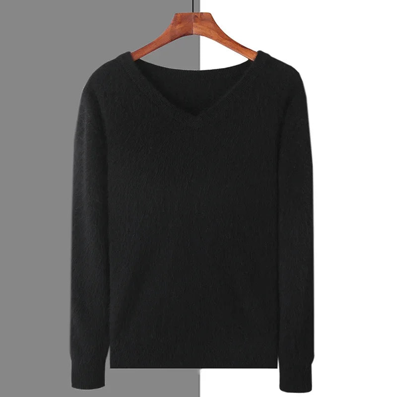New Cashmere Sweater V-neck Knit Bottoming Shirt Long-Sleeve High-End Mink Tops | tif-shop24.de