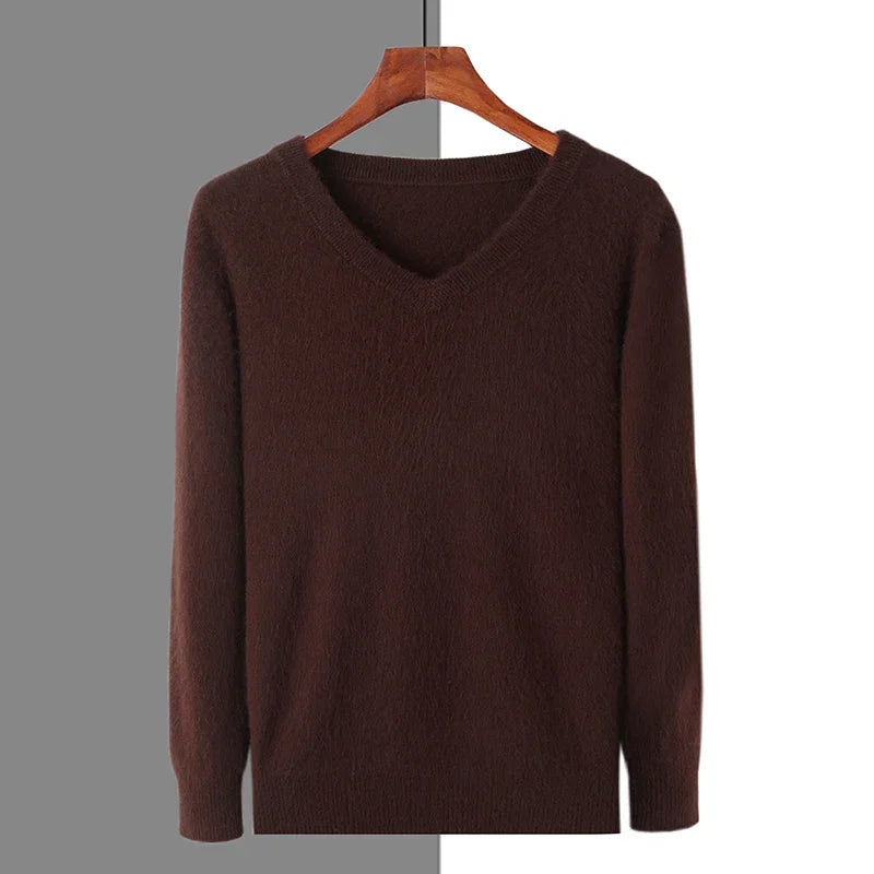 New Cashmere Sweater V-neck Knit Bottoming Shirt Long-Sleeve High-End Mink Tops | tif-shop24.de