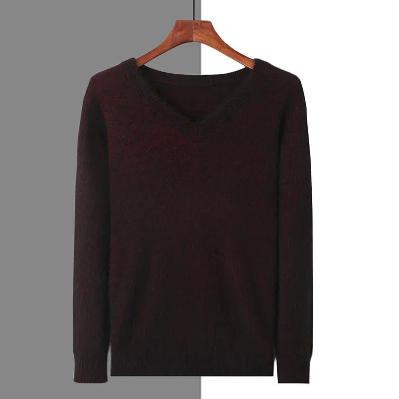 New Cashmere Sweater V-neck Knit Bottoming Shirt Long-Sleeve High-End Mink Tops | tif-shop24.de