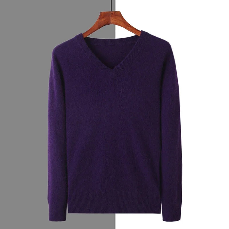 New Cashmere Sweater V-neck Knit Bottoming Shirt Long-Sleeve High-End Mink Tops - tif-shop24.de