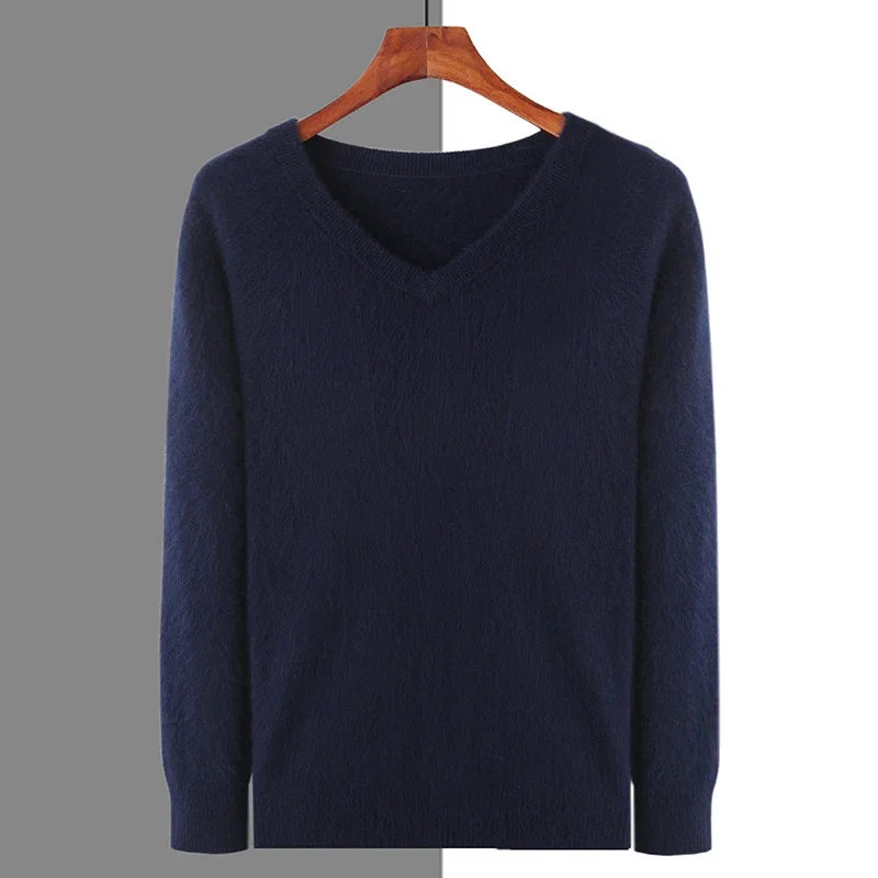 New Cashmere Sweater V-neck Knit Bottoming Shirt Long-Sleeve High-End Mink Tops - tif-shop24.de