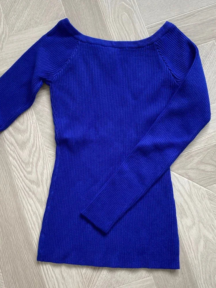 Gestrickte Jacke Jumper Koreanischen Stil Invierno Slash Neck Swetry Damskie Pull | tif-shop24.de