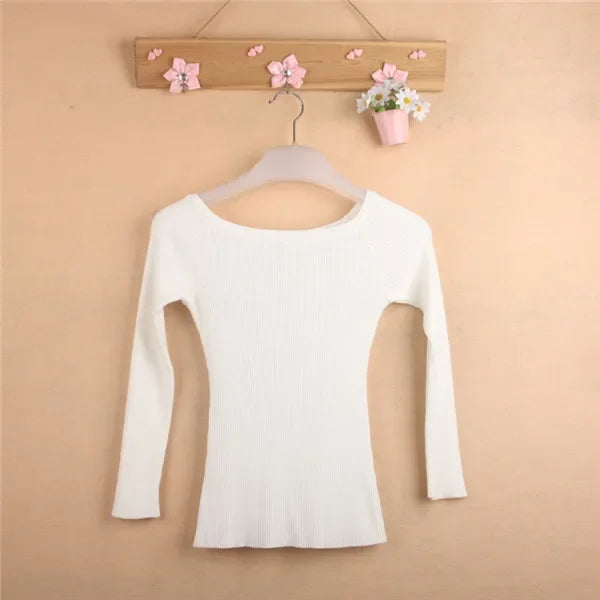 Gestrickte Jacke Jumper Koreanischen Stil Invierno Slash Neck Swetry Damskie Pull | tif-shop24.de