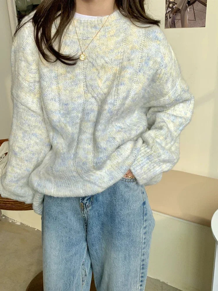 Oversized Sweater O Neck Knitted Pullover Long Sleeve | tif-shop24.de