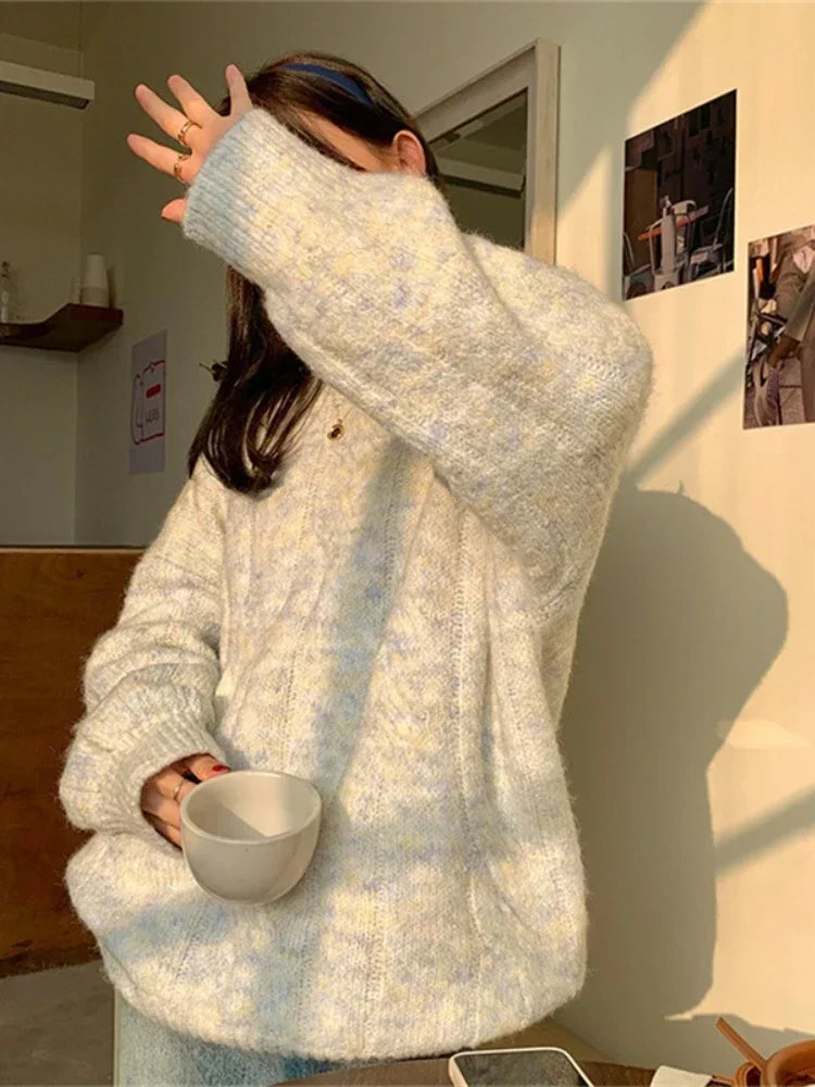 Oversized Sweater O Neck Knitted Pullover Long Sleeve | tif-shop24.de