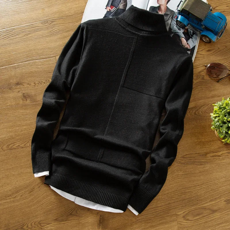 NEW Turtleneck Warm Sweater Slim Fit Knit Double Neck Pullover | tif-shop24.de