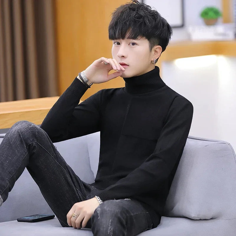 NEW Turtleneck Warm Sweater Slim Fit Knit Double Neck Pullover | tif-shop24.de