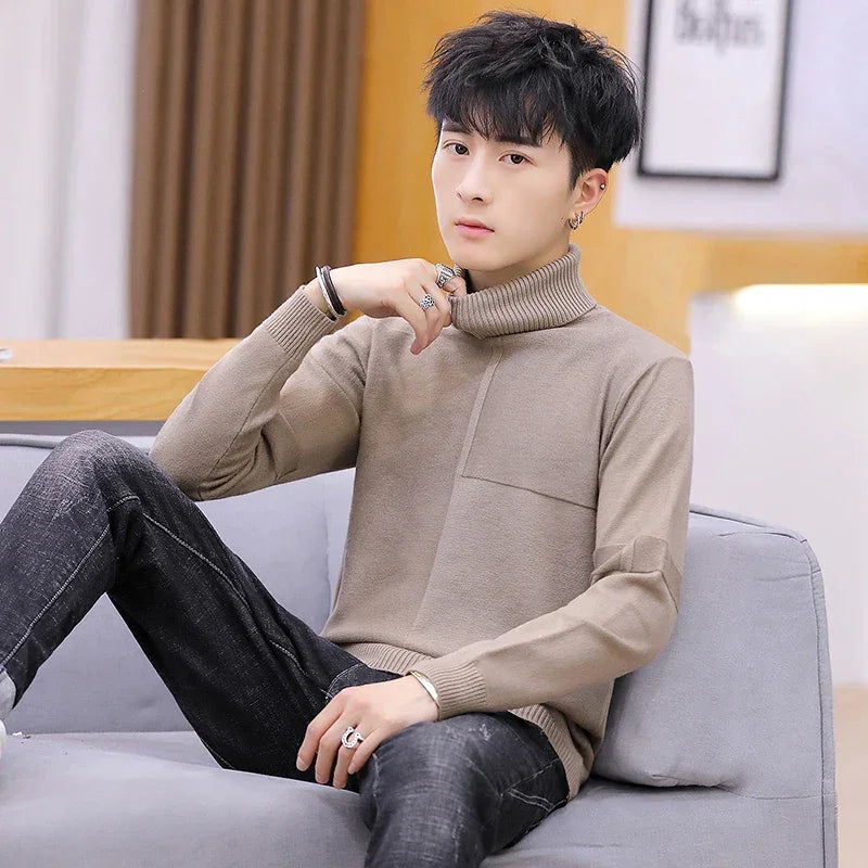 NEW Turtleneck Warm Sweater Slim Fit Knit Double Neck Pullover - tif-shop24.de