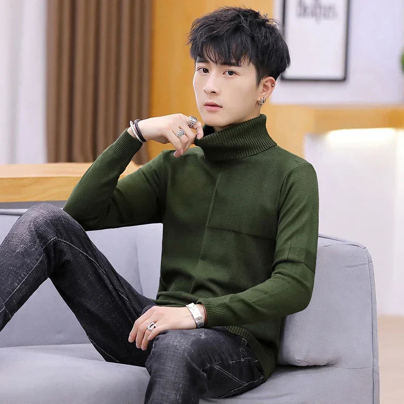 NEW Turtleneck Warm Sweater Slim Fit Knit Double Neck Pullover | tif-shop24.de